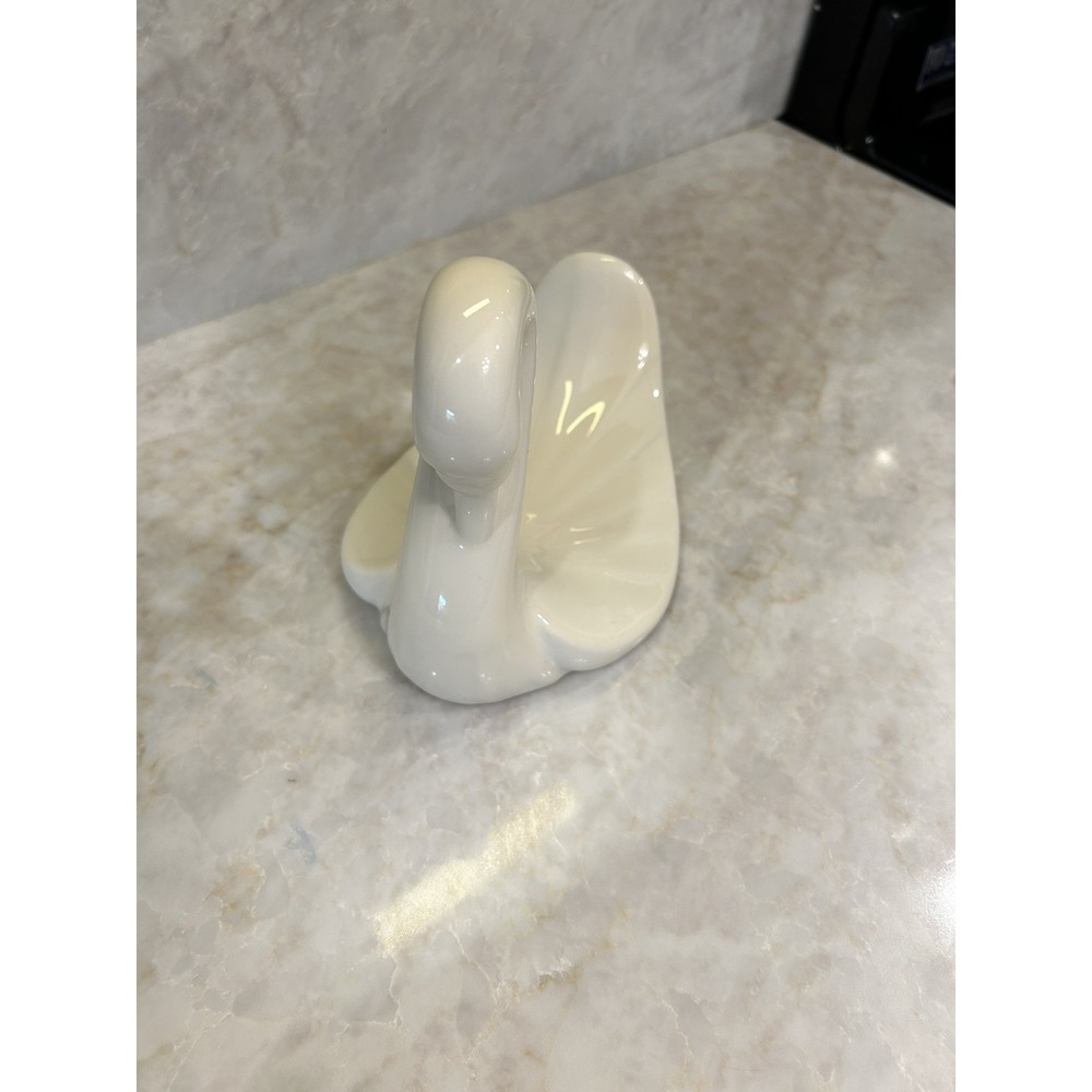 Vintage Cream Ceramic Swan Hand Towel Holder Or Soap Dish